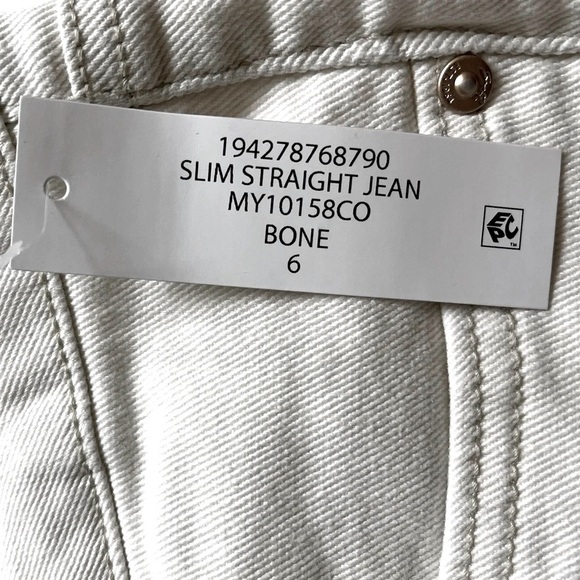 Seven7 High Rise Slim Straight Leg Jeans Womens 6 Bone Stretchy NWT - Picture 7 of 12